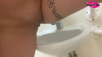 Preview 3 of Seducec Asian Mom - Classy Filth pisses in public sink
