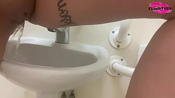 Preview 4 of Seducec Asian Mom - Classy Filth pisses in public sink