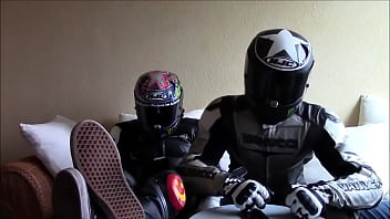 Preview 1 of Julio G - bikers in leather, leather biker jumsuit,  biker race,  gays in biker leather,  motorcyclist in leather, 