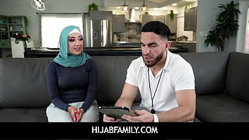 Preview 2 of Sari Xhmaster - HijabFamily -  Sexy babe got fucked by her Gym Trainer - Violet Gems