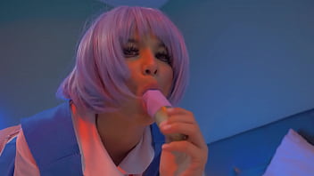Preview 3 of Facial Compilition - Rei Ayanami cosplay &mdash_ teen&rsquo_s sensual solo session with a dildo