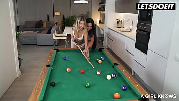 Preview 1 of Lesbian Gytm - Lesbian Friends Rebecca Volpetti And Apolonia Lapiedra Enjoy Nasty Girl On Girl Sex On The Pool Table Because They Were So Horny - A GIRL KNOWS