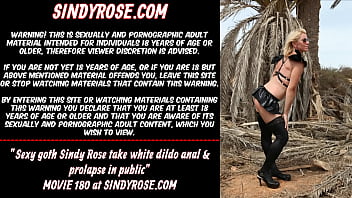 Preview 1 of Lanajaussie Jewel - Sexy goth Sindy Rose take white dildo anal &amp_ prolapse in public