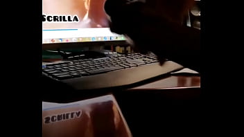 Preview 1 of Cristina Hurtado Follando - Big white cock dude stroking his dick  to the video of his big black cock partner - Penismanxxx Production