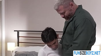 Preview 1 of Snot Spit Lesbian Sloppy - Teen Gay gets his ass licked and banged by plumbers cock