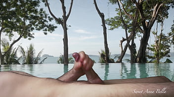 Preview 4 of Xxxnx Fat Nice - My man jerk off his fat dick on vacation especially at the pool in front of everyone in public