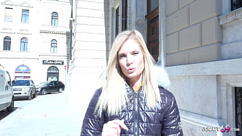 Preview 1 of Yivi Pallares - GERMAN SCOUT - Skinny blonde Teen Candee Licious Pickup and Rough Fuck