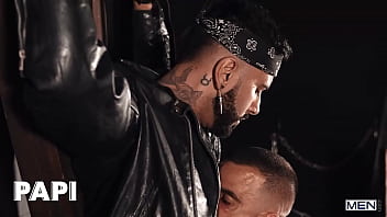 Preview 1 of Motobike Gang - Rikk York Has His Hands Tied And Gets His Dick Sucked By Damien Crosse He also Licks His Entire Body - Papi