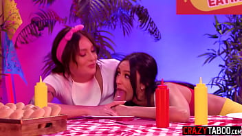 Preview 2 of Hindi Xxxxxxxxxxxxxc Hd Vidio - Perfect time for big and hot hotdog but huge dildo is much better option for three horny teen lesbians Eliza Ibarra black babe Alexis Tae and horny teen Charlotte Sins