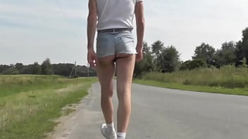 Preview 4 of Yg Perwan - pissing in shorts on public road
