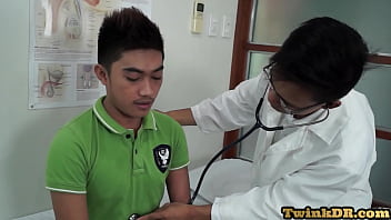 Preview 1 of Asian Big Seks No Sensor - Gay doctor seduces nympho Asian patient in medical room
