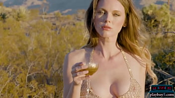 Preview 2 of Pornd Star - Big natural tits MILF blonde Ora Young gives a striptease in the desert