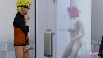 Preview 2 of Webcame Verial - [TRAILER] Naruto Uzumaki watches Sakura Haruno taking a shower and she gives it to him in the bathroom