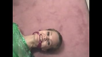 Preview 3 of Miyabi Full Sex - Fetish chick loves being wrapped in green plastic with her shaved pussy