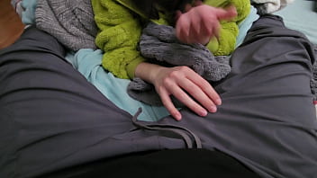 Preview 1 of Step Brother And My Friend - roommate rubs cock in pants for cum