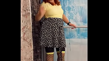 Preview 1 of Helen Briggs - Hotwife Steffi yellow daisy pussy dance