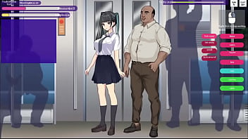 Preview 1 of Tiny Tits Big Nips Milf Fucks - Hentai game. Horny girl having sex on the subway.
