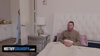 Preview 2 of Andrey Buton - Petite Nurse Student Cecelia Taylor Takes Care Of StepGrandpa&#039_s Huge Boner - NotMyGrandpa