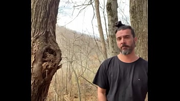 Preview 1 of Chinese Solo Webcam - Horny Latino hippie jerking off outside caught in the woods