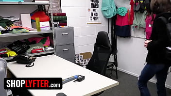 Preview 1 of Hindi Pak - Fit Thief With Pierced Nipples Veronica Church Gaggs On Security Officer&#039_s Fat Dick - Shoplyfter