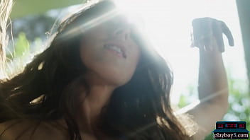 Preview 2 of Beautiful Girl Xxx In Hd - Playboy5.com - Perfect ass latina MILF Brett Barletta striptease in a garden and gets wet