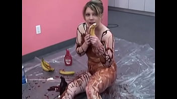 Preview 2 of Actress Forced Gang Rape Xxx - Horny bitch gets covered in whip cream and chocolate syrup