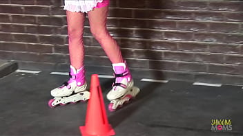Preview 1 of Saba Joshua - Rollerskating MILF has an accident that  turns into hardcore sex