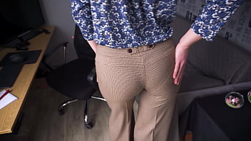 Preview 3 of B Bxxx - Hot Secretary Teasing Visible Panty Line In Tight Work Trousers