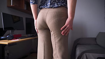 Preview 1 of B Bxxx - Hot Secretary Teasing Visible Panty Line In Tight Work Trousers