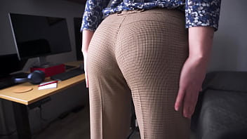 Preview 4 of B Bxxx - Hot Secretary Teasing Visible Panty Line In Tight Work Trousers