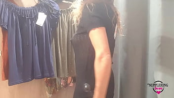 Preview 2 of Xxn10 Ans - nippleringlover kinky mother topless in public changing room flashing extreme big pierced nipples