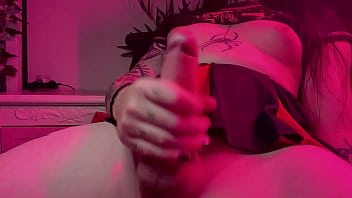 Preview 3 of Nyomi Banxx Lesbian Z - Tgirl Stroking Her Huge Girl Dick Until She Cums
