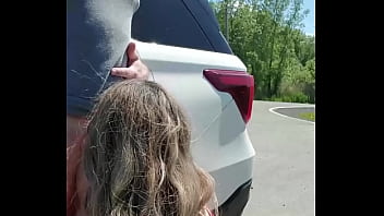 Preview 2 of Find Vids - big tit Brunette Pornstar Sucks dick on side of road for ride
