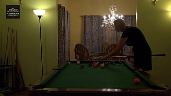 Preview 1 of Hugo Toys - Hot MILF wife gets a hard handling on pool table. Huge tits rocking.