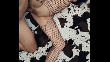Preview 4 of Sany Leo Sax Video - Pov doggy style fuck with skinny wife in mesh bodysuit
