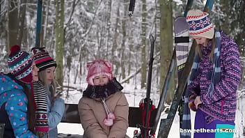 Preview 2 of Anal Leather Harness - Hot Bunnies humping in the snow