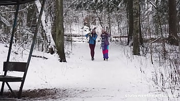Preview 1 of Anal Leather Harness - Hot Bunnies humping in the snow