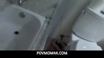 Preview 1 of Brunette Orgasms - Stepson meets his stepmom in the bathroom for a doggystyle bone session