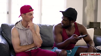 Preview 1 of Emily Merylin - Straight best friends Devin Trez and Damien White plays with their dicks with a flesh light and gets aroused and started to fuck.