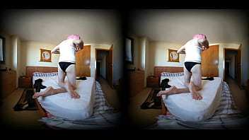 Preview 3 of Srilanka Muslim Couple Scandle - Slutty crossdresser teasing on bed [VR180]