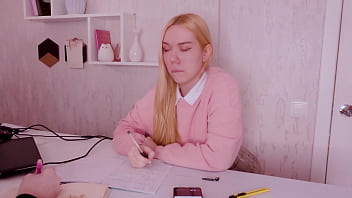Preview 1 of Xnxx Alex Taxes - Helping my stepsister with homework but she&#039_s too distracted with vibro plug in her ass!