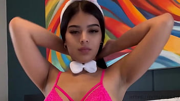 Preview 1 of M Nng - Pink latina bunny loves to hop all day on her favorite carrot - Ivy Flores Leak