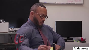 Preview 1 of Ashley Fires Toilet - Shemale boss lets her black worker fuck her ass in office