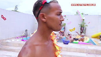 Preview 2 of Painfull Hard Six - Suruba de carnaval na piscina com novinhos safados