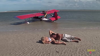 Preview 2 of Lesbian Grool Taste - Passionate fucking on the beach with a stunning blonde with big tits