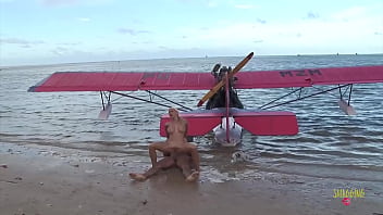 Preview 3 of Lesbian Grool Taste - Passionate fucking on the beach with a stunning blonde with big tits