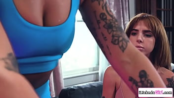 Preview 1 of The Best Hotel Ever - Brunette lesbian fingering big tits bff