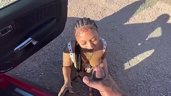 Preview 3 of Ugly Dog And Gir - Porsha blowing a dick in the desert