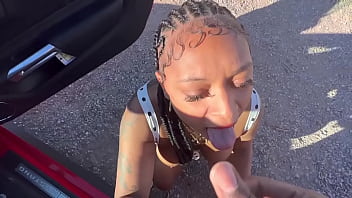 Preview 4 of Ugly Dog And Gir - Porsha blowing a dick in the desert