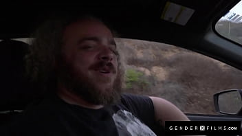 Preview 1 of Baby Bleck - Big Tittied Trans HitchHiker Banged Out By Hunk - Brittney Kade - GenderXFilms